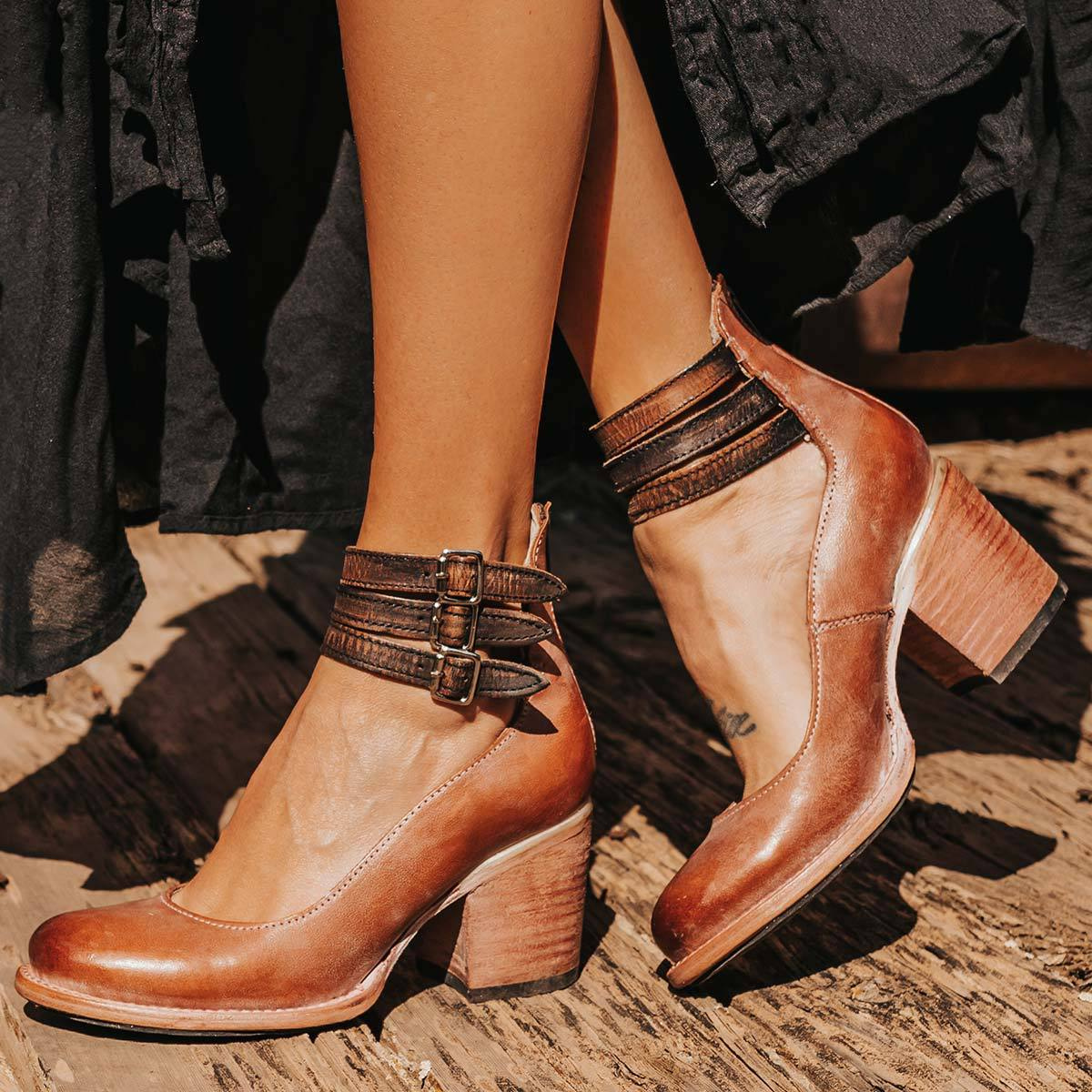 Women's block heel ankle strap sandals