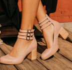 Women's block heel ankle strap sandals