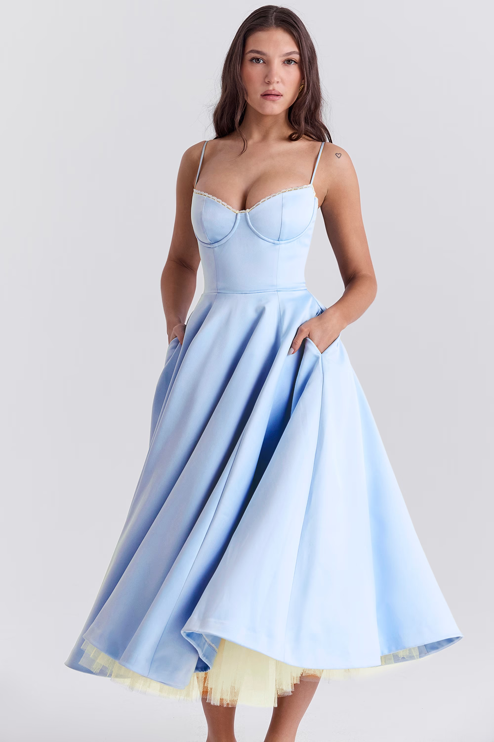 Women's bustier midi wedding guest dress