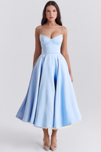 Women's bustier midi wedding guest dress