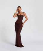Women's corset-bodice maxi wedding guest dress