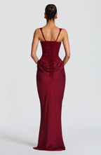 Women's corset-bodice maxi wedding guest dress