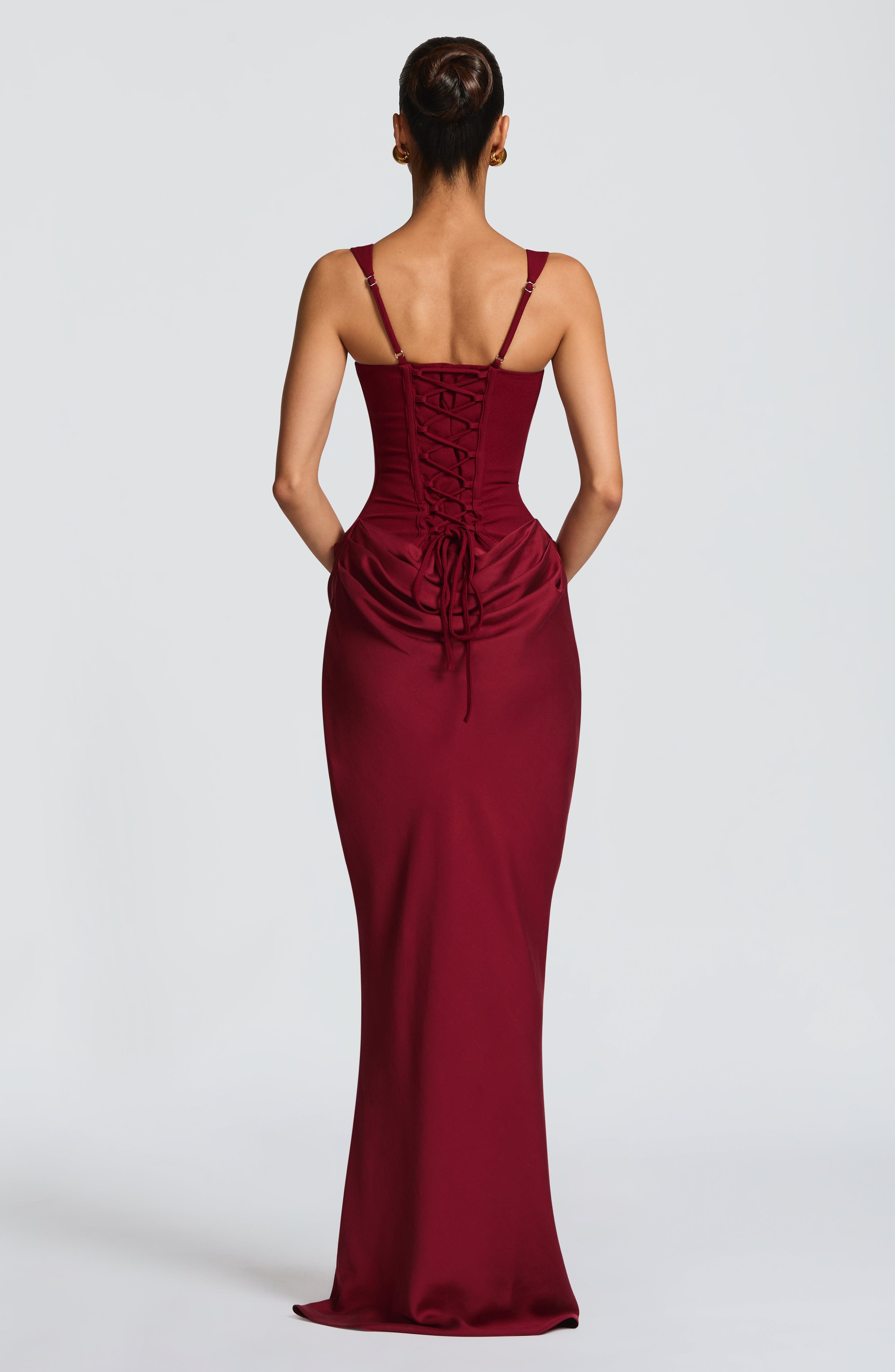 Women's corset-bodice maxi wedding guest dress
