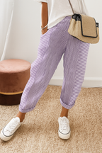 Women's cropped striped summer trousers