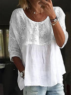 Women's floral embroidered patchwork blouse