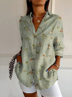 Women's floral print button-front blouse