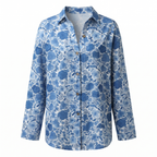 Women's floral print button-front blouse