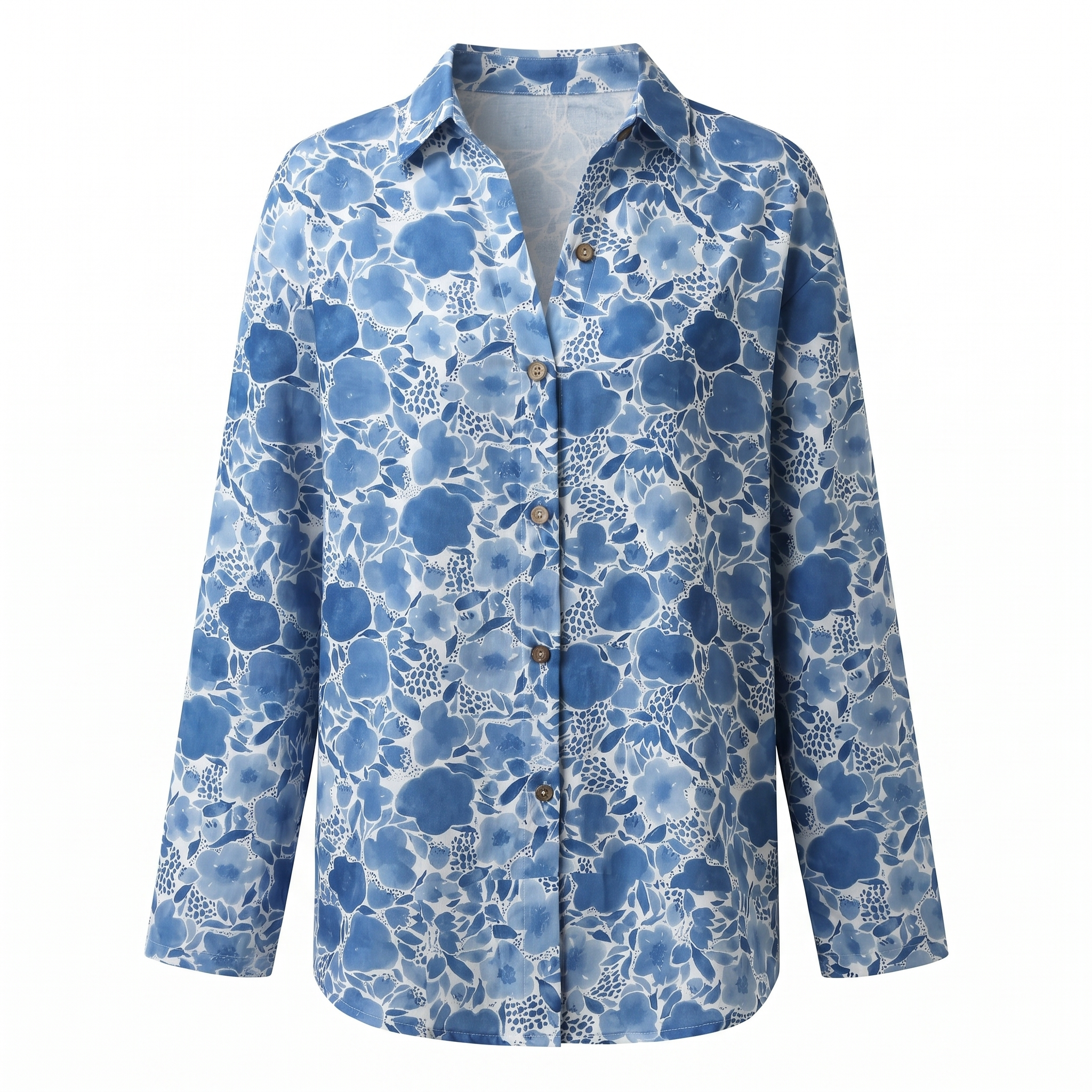 Women's floral print button-front blouse