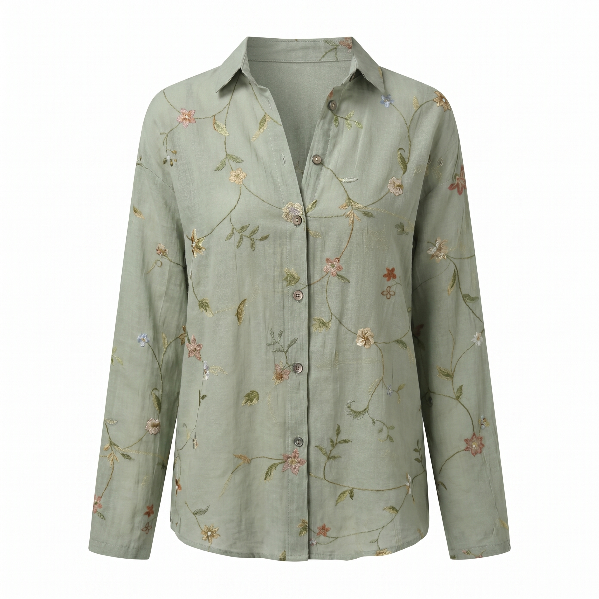 Women's floral print button-front blouse