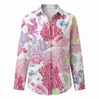 Women's floral print button-front blouse