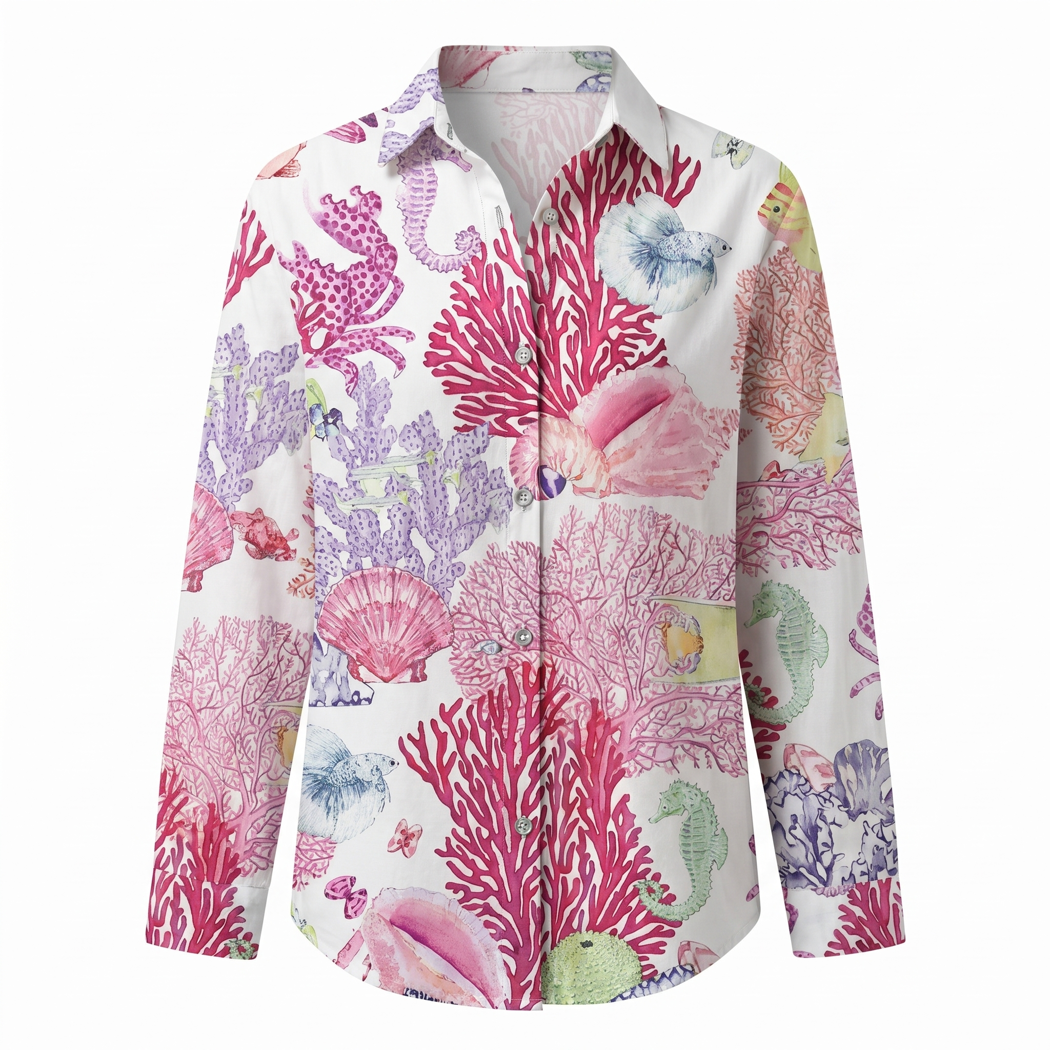 Women's floral print button-front blouse