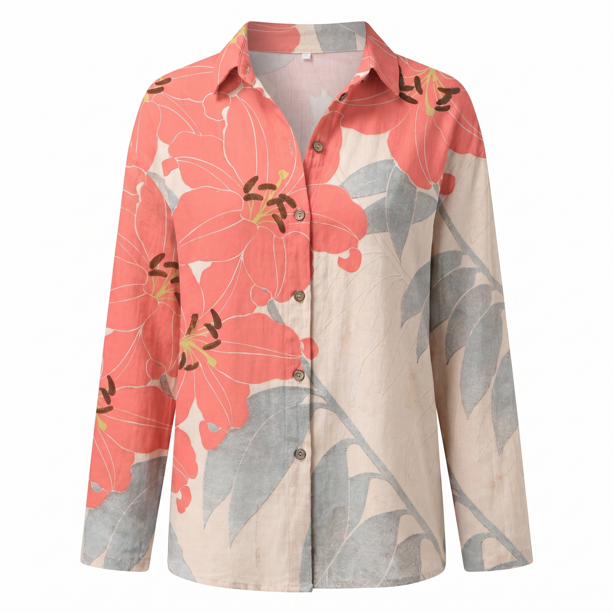 Women's floral print button-front blouse
