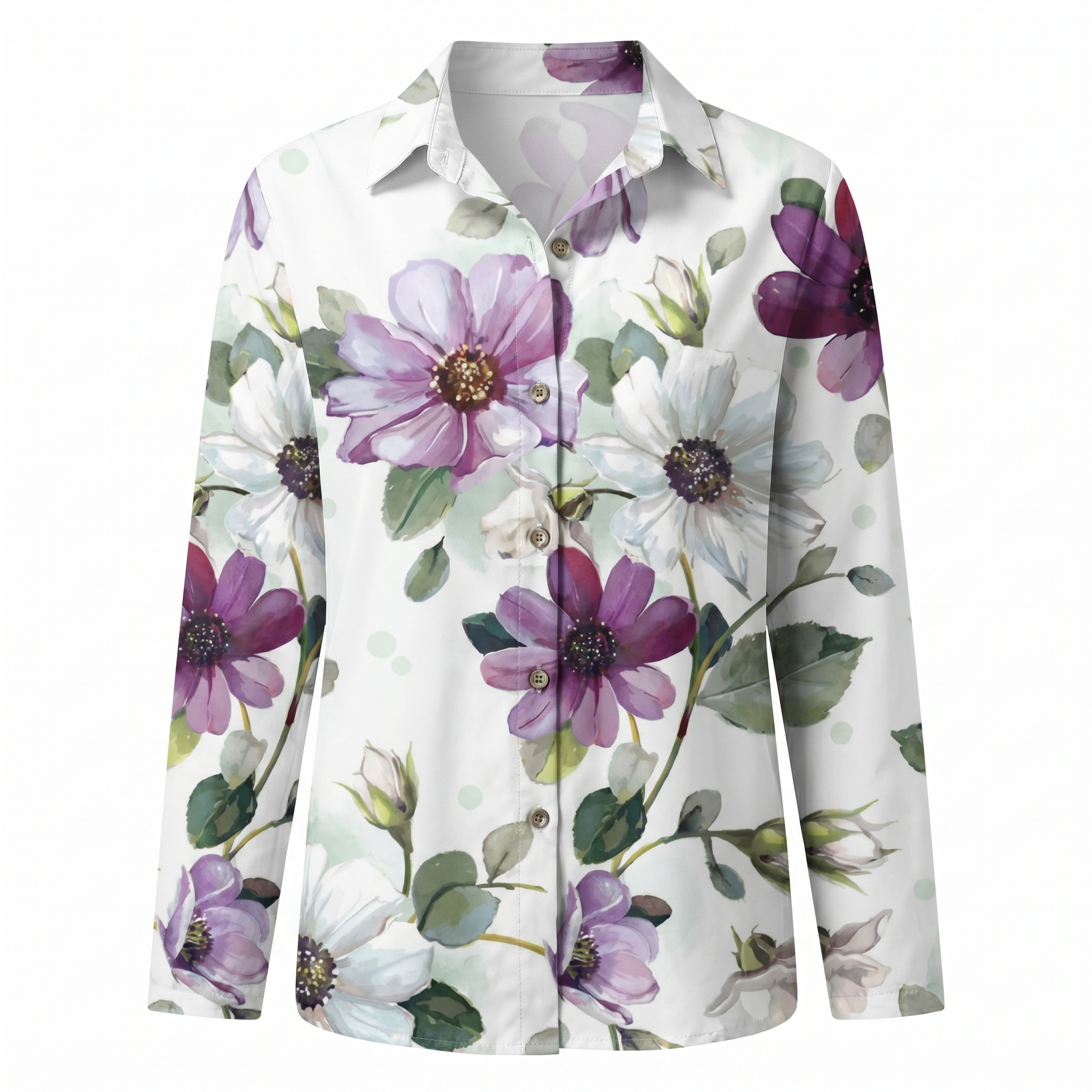 Women's floral print button-front blouse