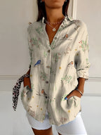 Women's floral print button-front blouse