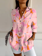 Women's floral print button-front blouse