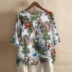 Women's floral print button-front weekend blouse