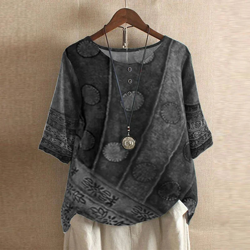 Women's floral print button-front weekend blouse