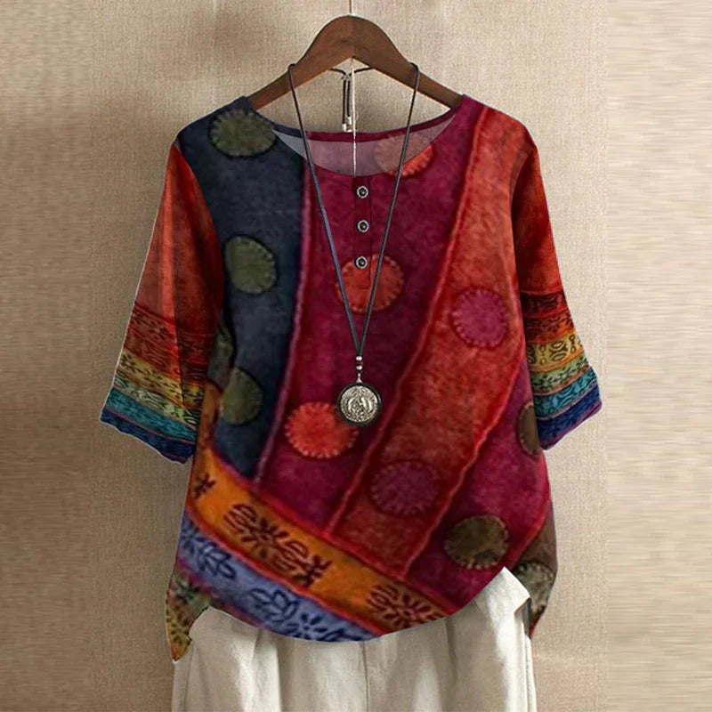Women's floral print button-front weekend blouse