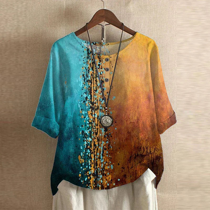 Women's floral print button-front weekend blouse