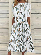 Women's floral print short sleeve midi dress