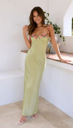 Women's floral strap maxi wedding guest dress