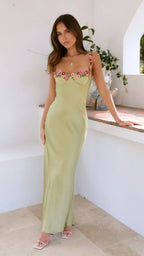 Women's floral strap maxi wedding guest dress