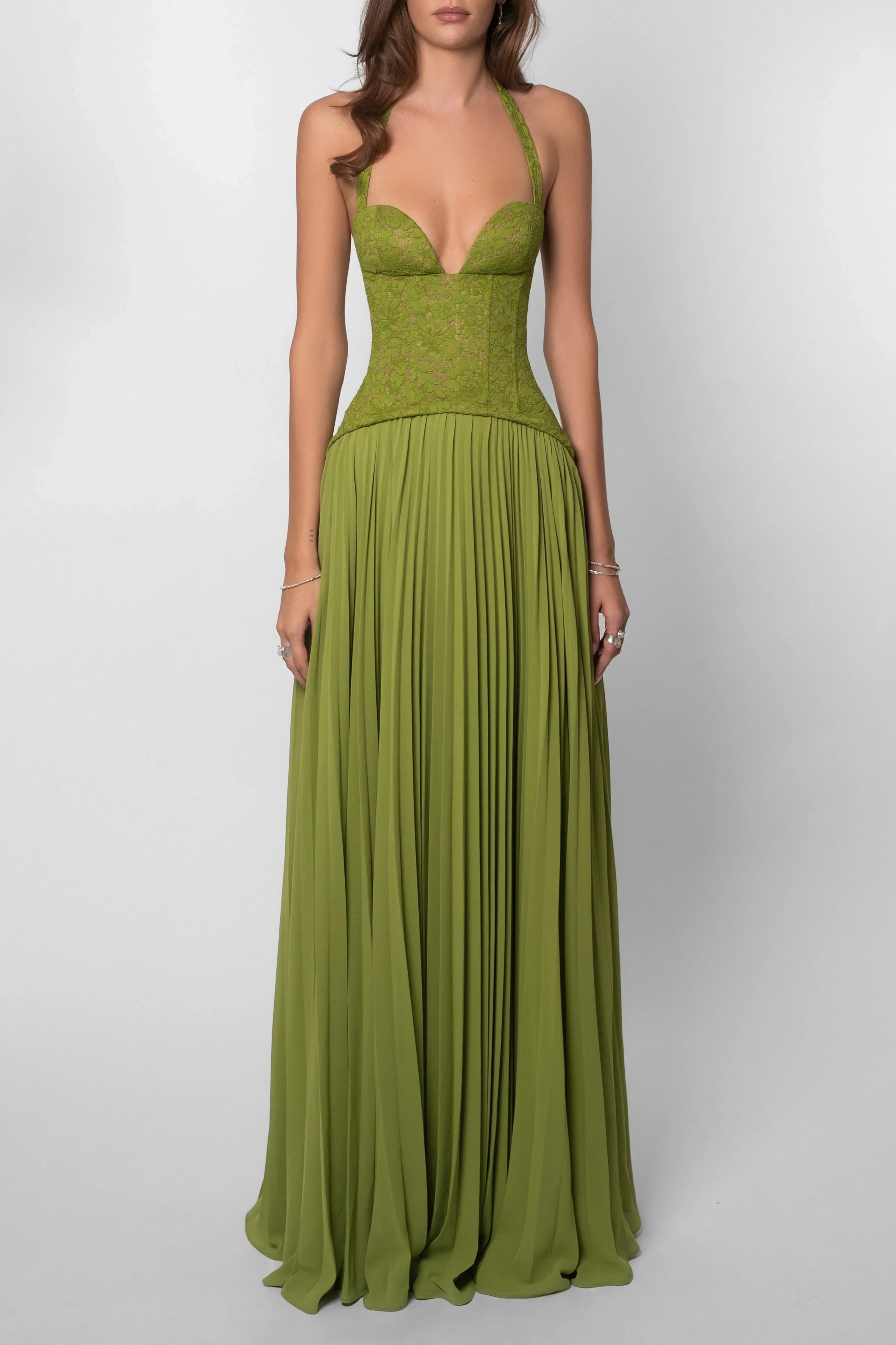 Women's corset pleated wedding guest dress