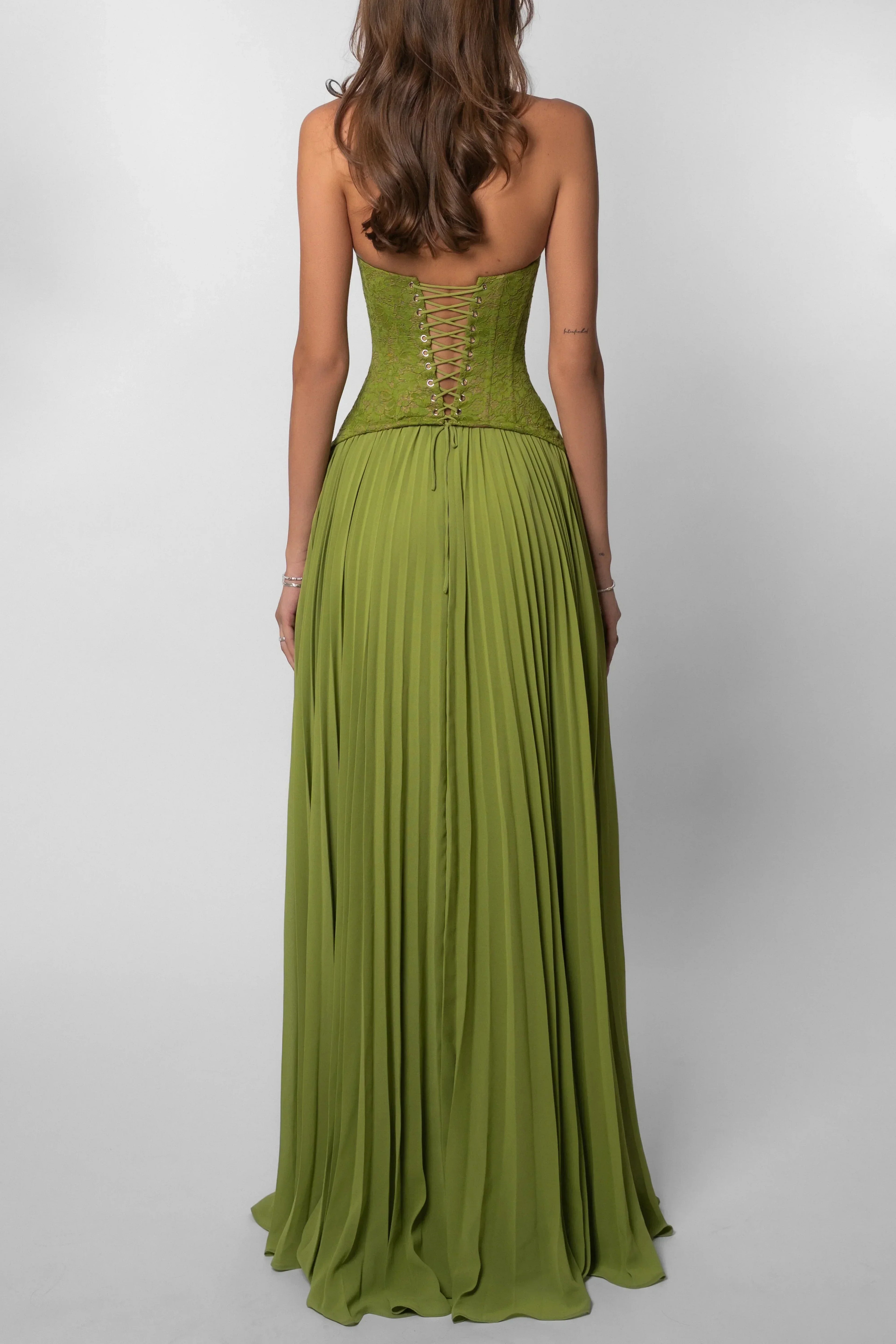 Women's corset pleated wedding guest dress