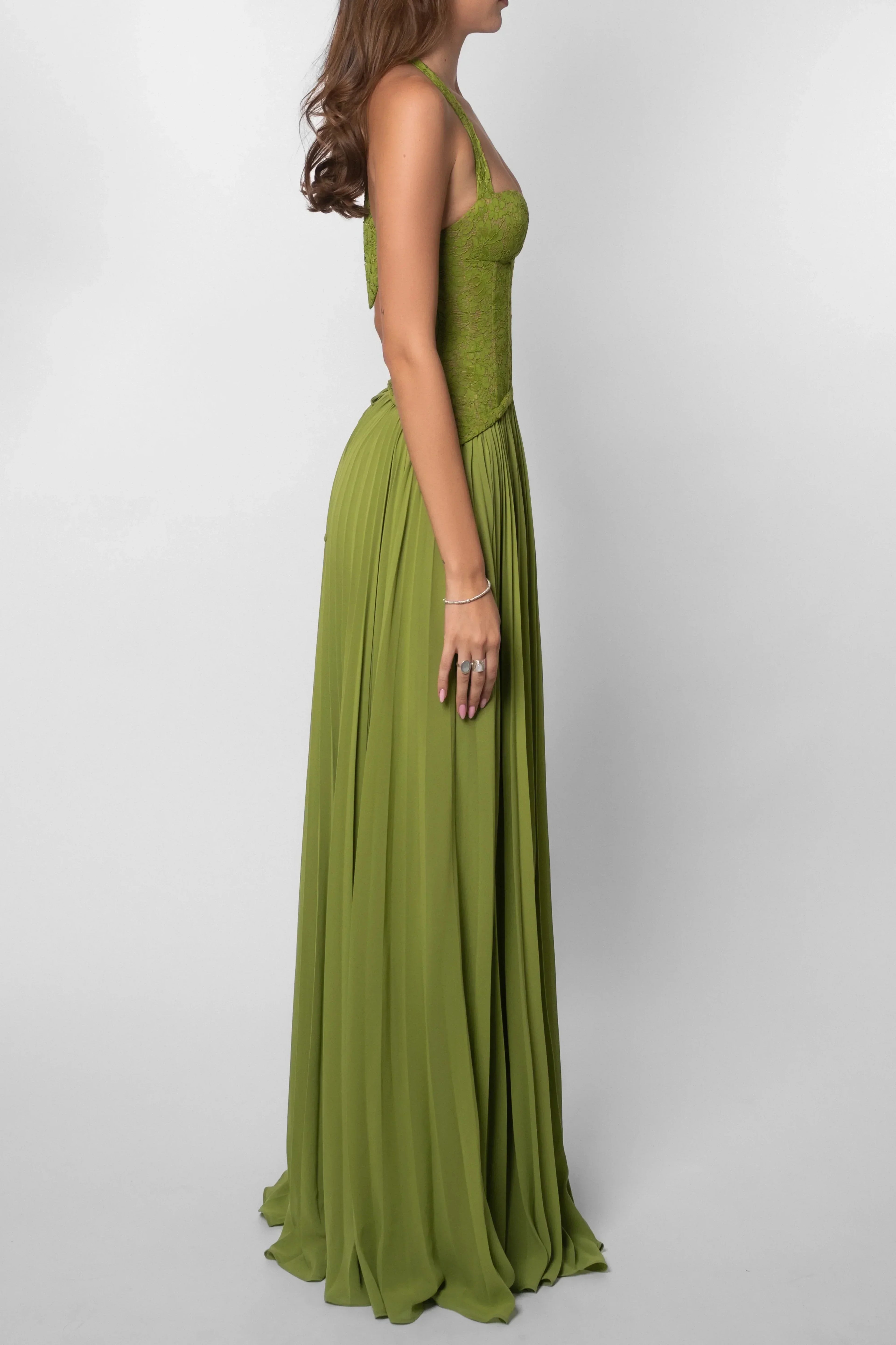 Women's corset pleated wedding guest dress