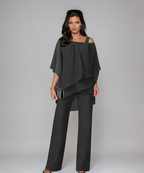 Women's layered overlay formal 2 piece set