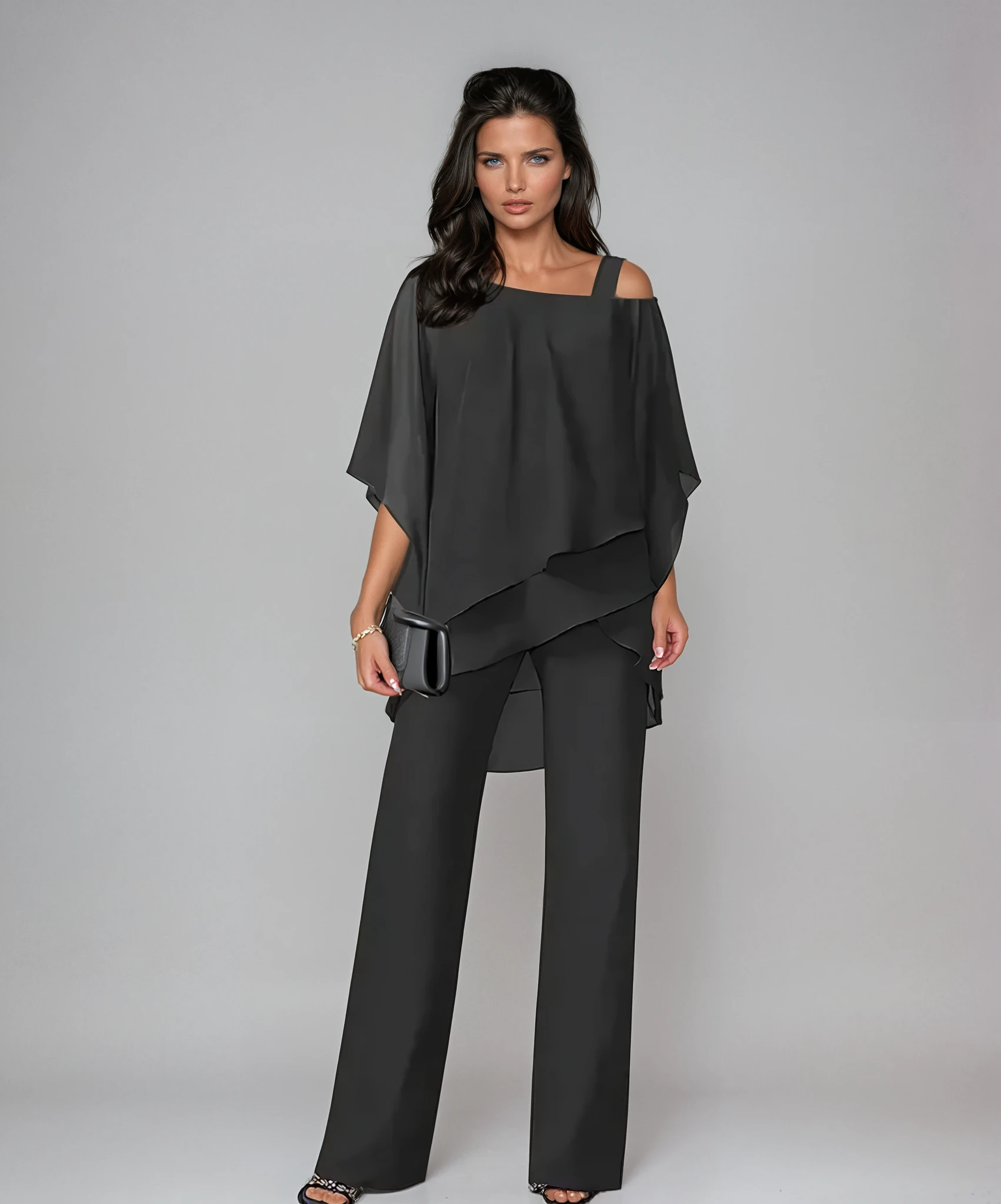 Women's layered overlay formal 2 piece set