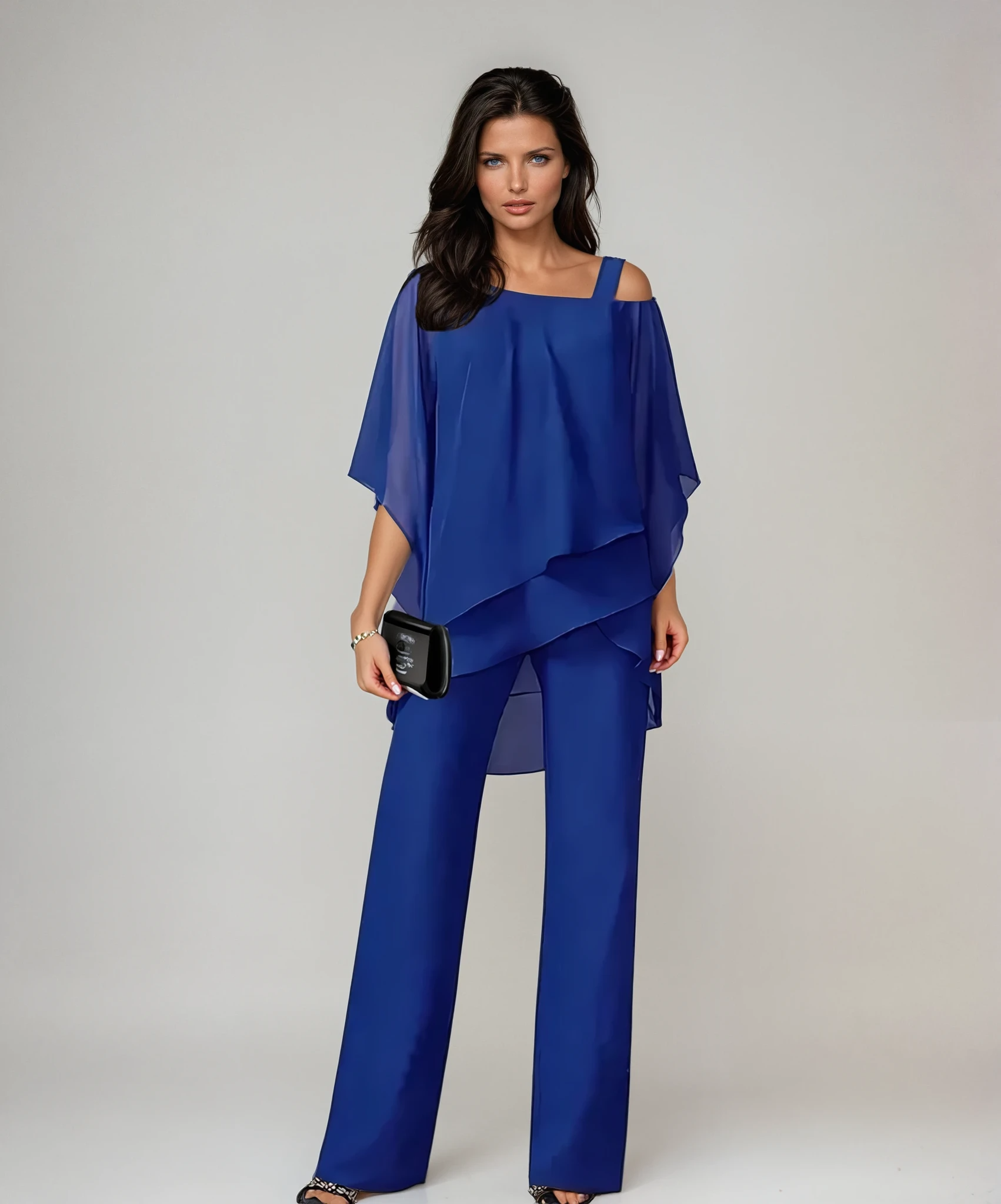 Women's layered overlay formal 2 piece set