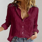 Women's long sleeve button-front summer blouse