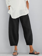 Women's loose cropped wide-leg trousers