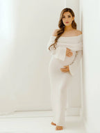 Women's off-shoulder long-sleeve maxi dress