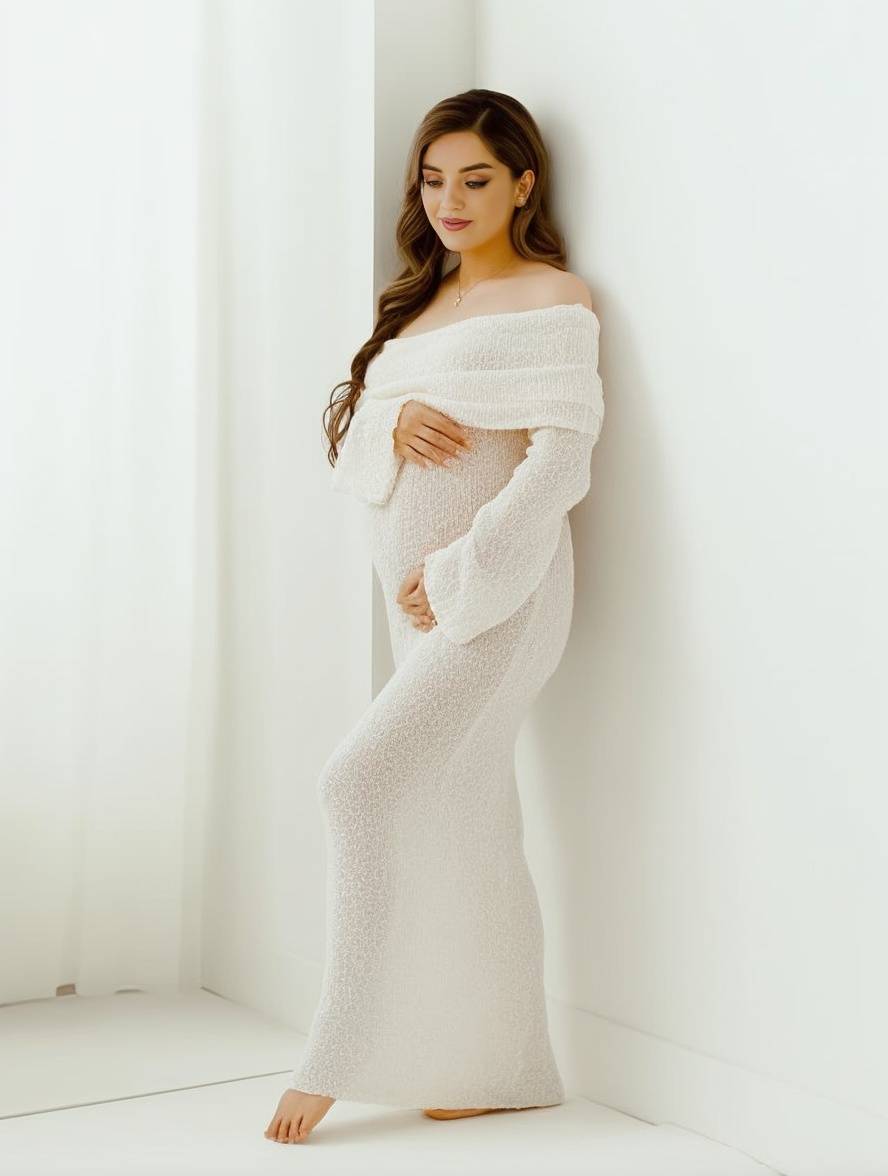 Women's off-shoulder long-sleeve maxi dress