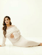 Women's off-shoulder long-sleeve maxi dress