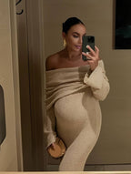 Women's off-shoulder long-sleeve maxi dress