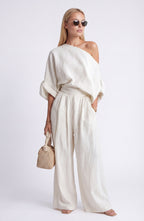 Women's off-shoulder wide-leg two piece set