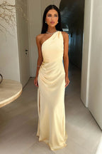 Women's one-shoulder maxi wedding guest dress