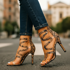 Women's open-toe strappy evening heeles
