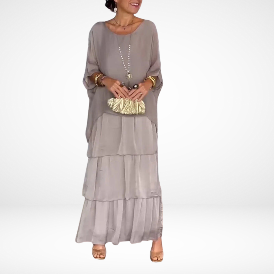 Women's layered maxi wedding guest dress