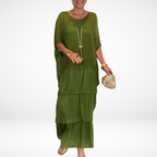 Women's layered maxi wedding guest dress