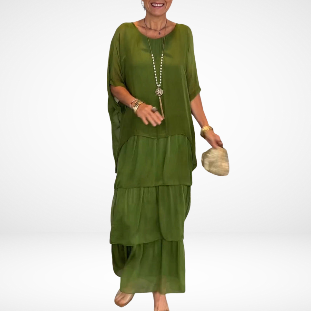 Women's layered maxi wedding guest dress
