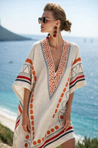 Women's oversized v-neck summer kaftan dress