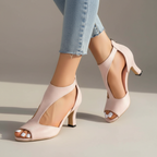 Women's peep-toe cut-out block heel sandals