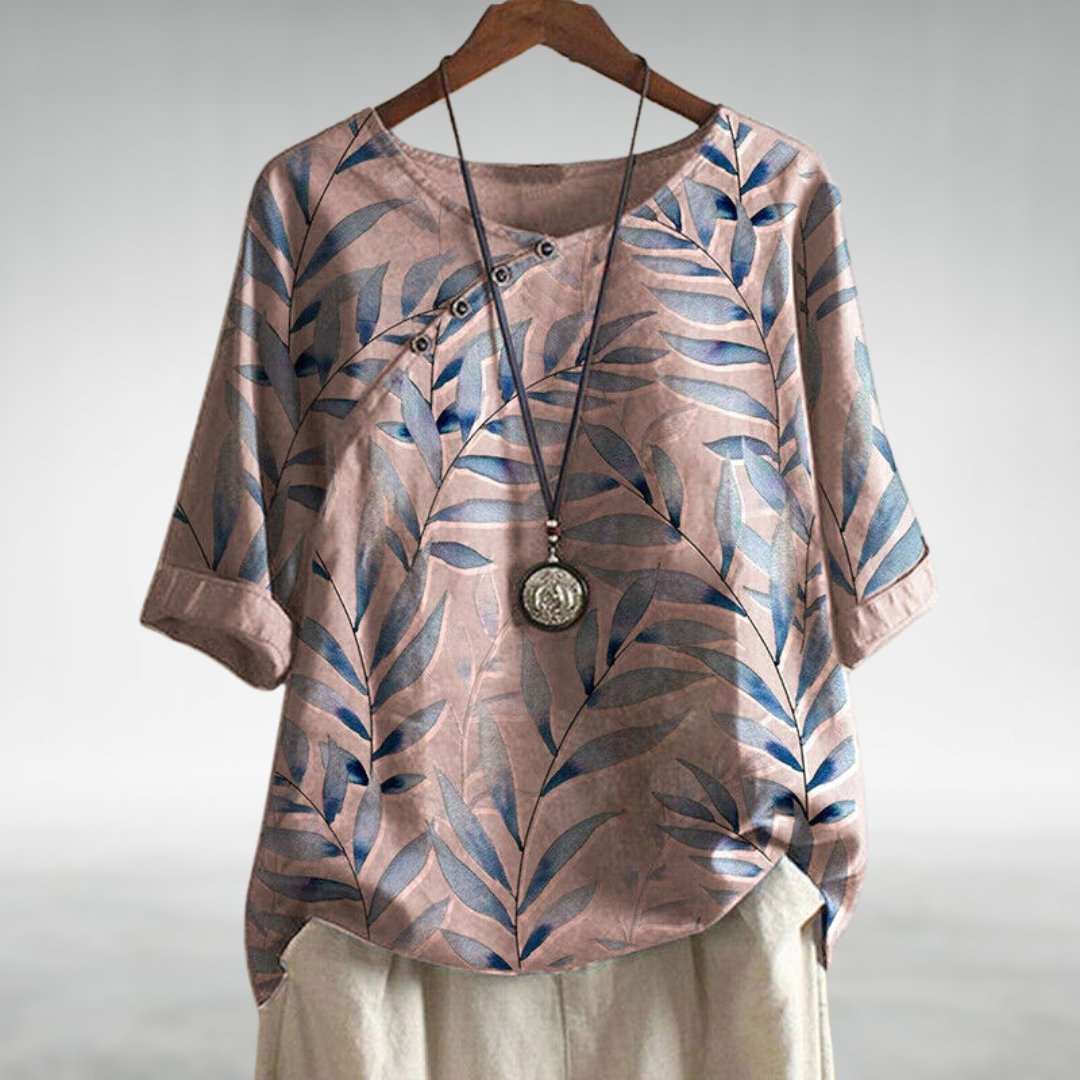 Women's printed short sleeve summer blouse