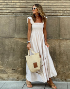 Women's ruffle sleeve summer maxi dress