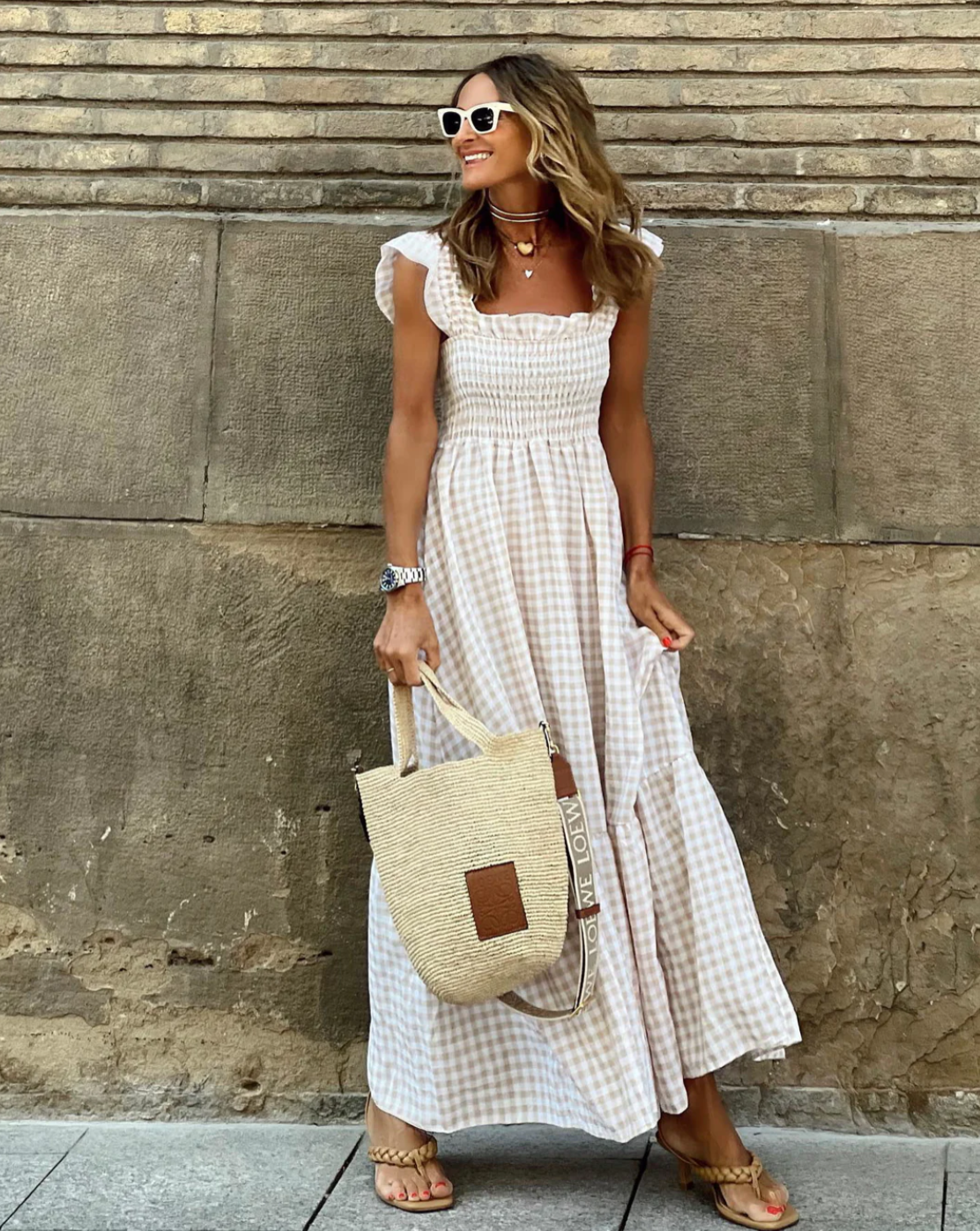 Women's ruffle sleeve summer maxi dress