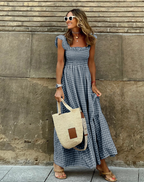 Women's ruffle sleeve summer maxi dress